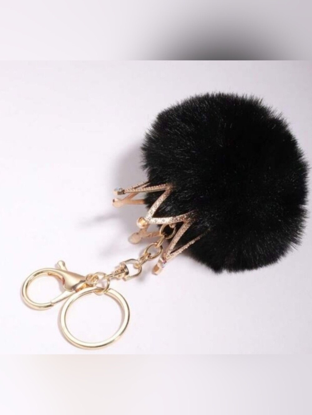 Plush Pom Pom Crown Key Chain/Bag Charm - Picture 3 of 6